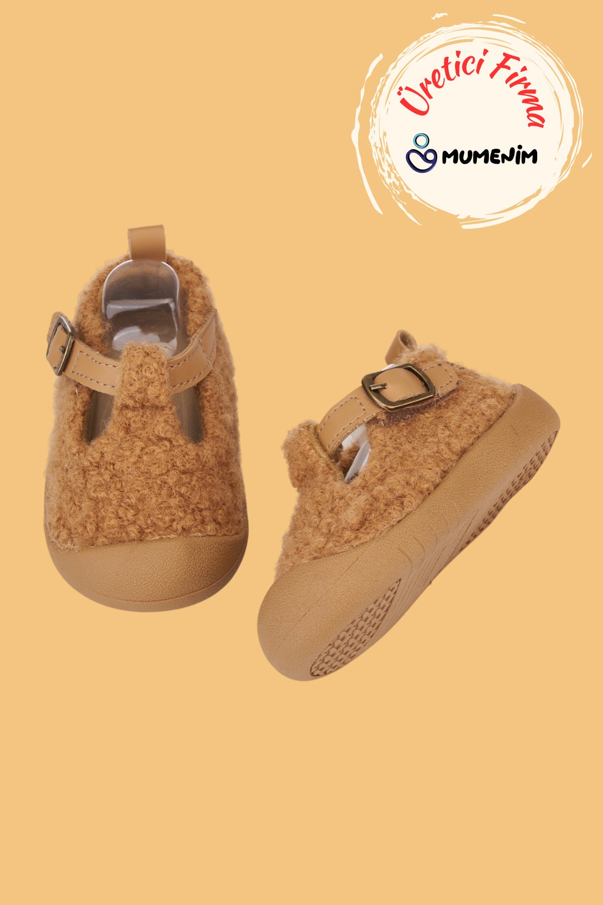 Togo Bebek ve Çocuk Taba Ortopedik Kaymaz Taban Günlük Babet Ayakkabı - Rahat ve Esnek | Peluş Kumaş