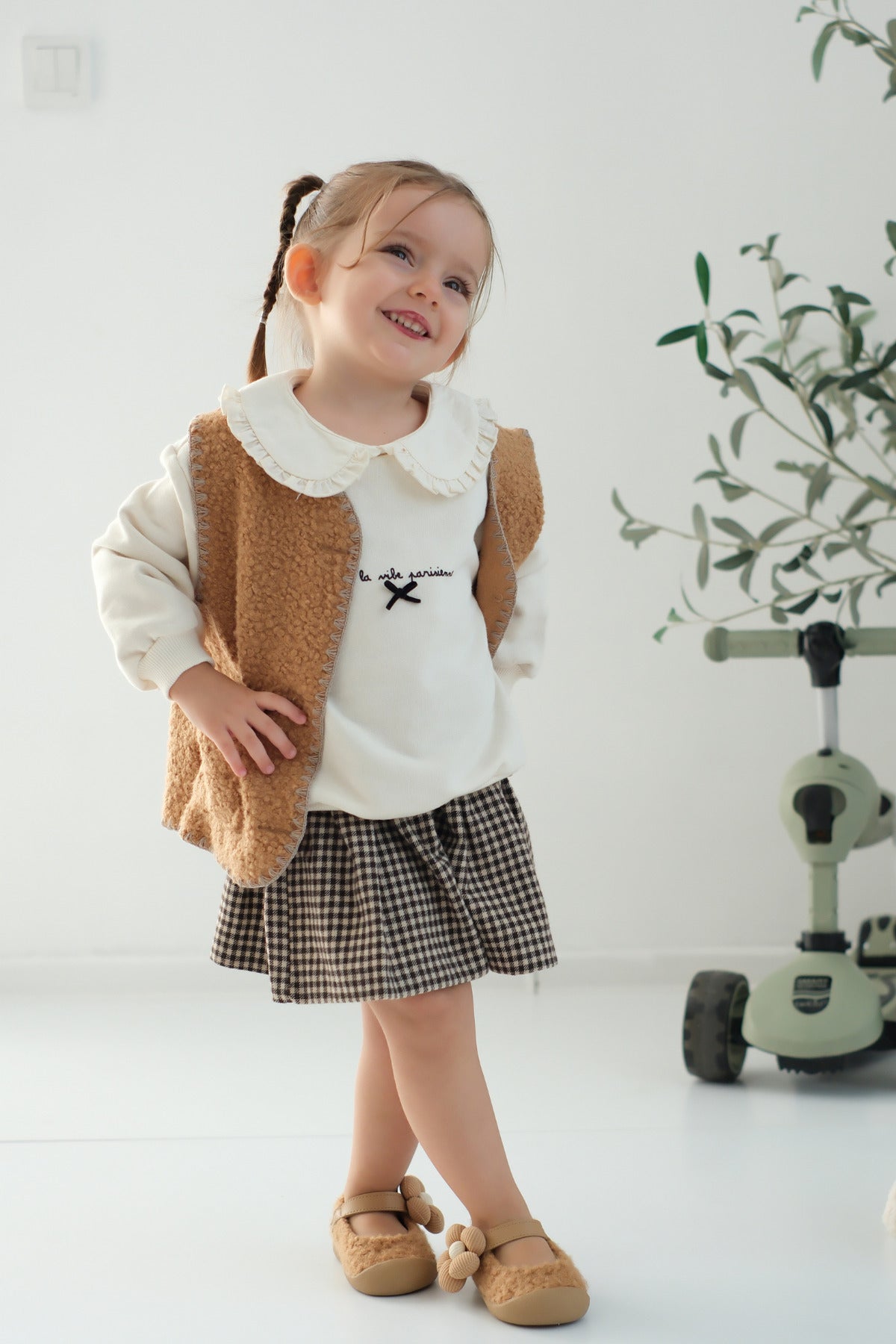 Lebom Kız Bebek Çocuk Taba Ortopedik Kaymaz Taban Günlük Babet Ayakkabı - Esnek ve Rahat Kalıp