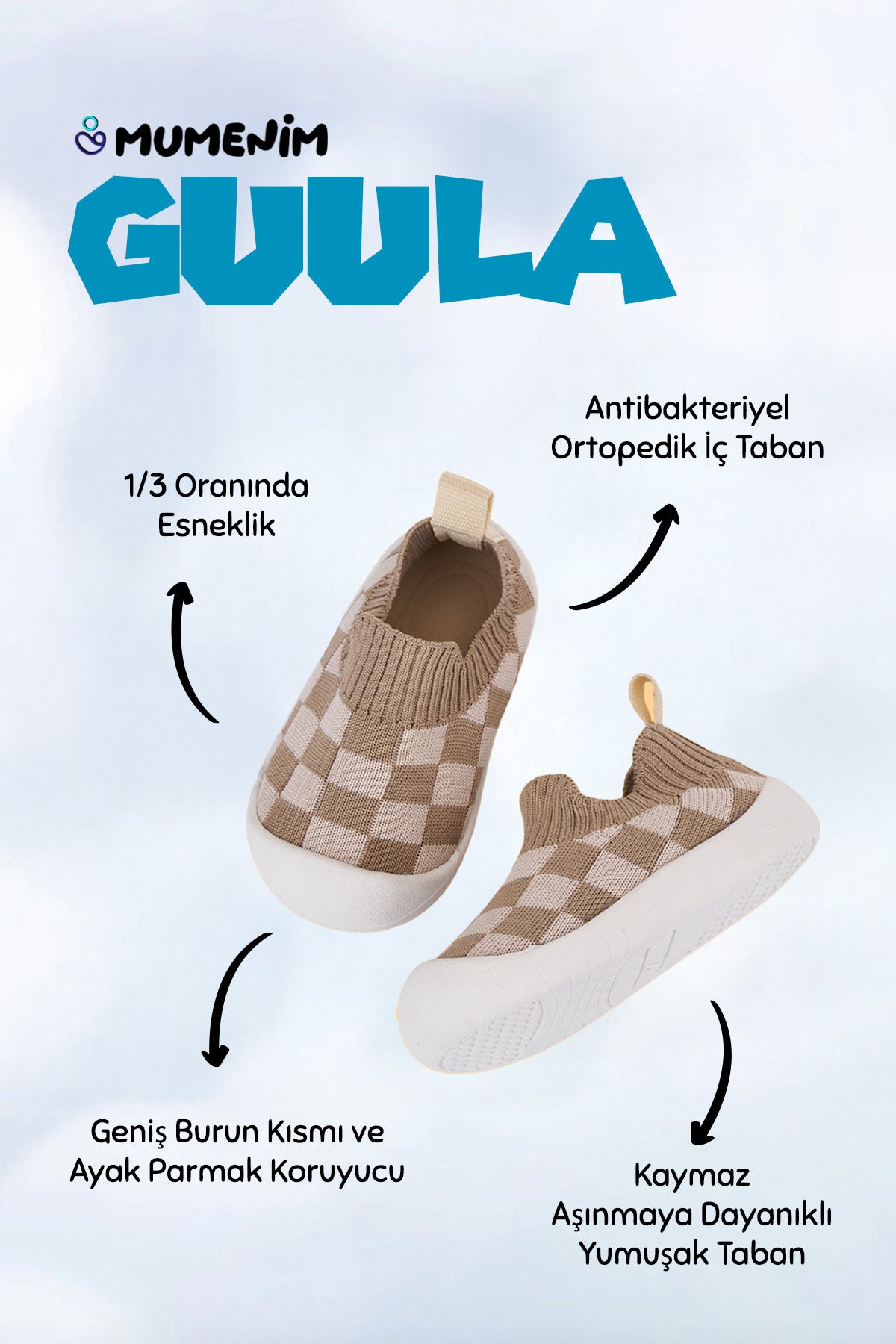 Guula Bebek&çocuk Bej-vizon Esnek, Rahat, Kaydırmaz Ortopedik Taban Ilk Adım Spor Ayakkabısı&sneaker