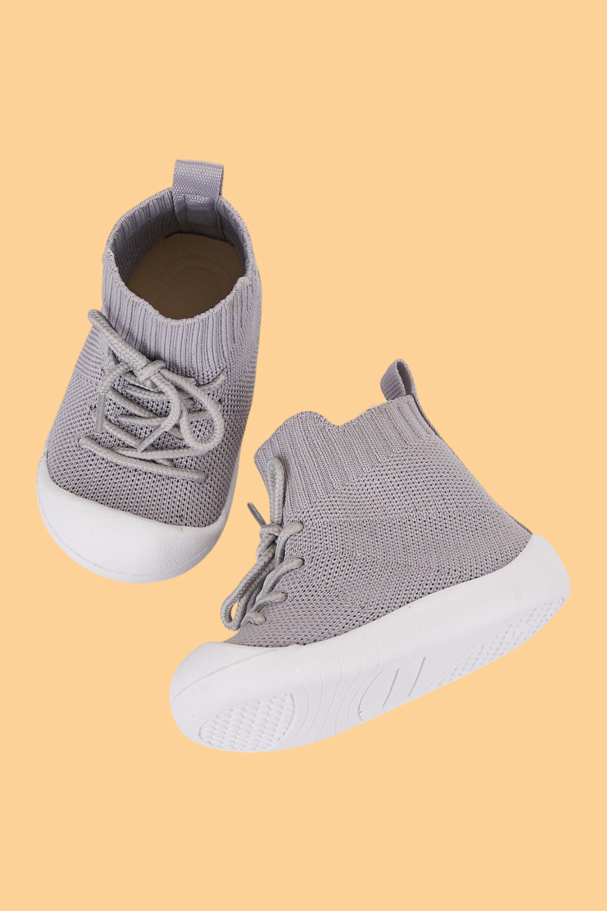 Berbera Unisex Bebek&Çocuk Parmak Koruyucu Kaymaz Ortopedik Taban Gri Ilk Adım ve Çocuk Ayakkabı