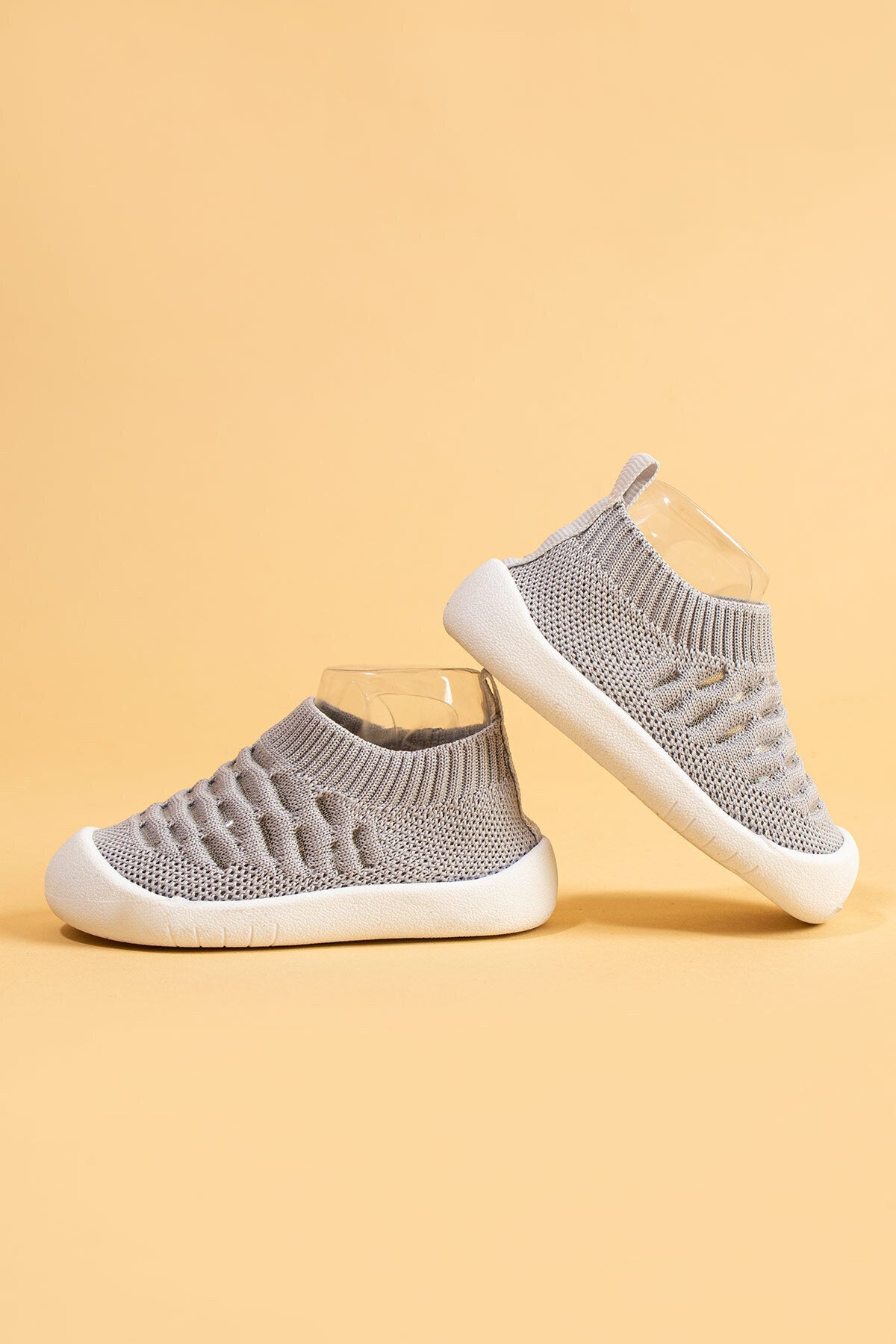 Hobyo Unisex Çocuk&bebek Esnek, Kaymaz Ortopedik Taban Gri Ilk Adım Ayakkabısı