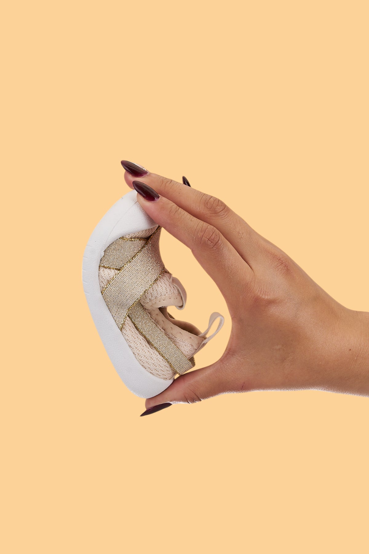 Bitaale Kız Bebek&Çocuk Bağcıksız, Yumuşak, Ortopedik Kaymaz Taban Bej İlk Adım Ayakkabısı Sneaker