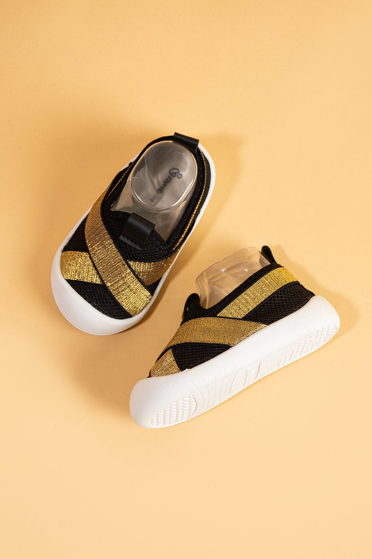 Bitaale Kız Çocuk&bebek Bağcıksız, Esnek, Ortopedik Taban Siyah-altın Sarı Ilk Adım Ayakkabısı&spor