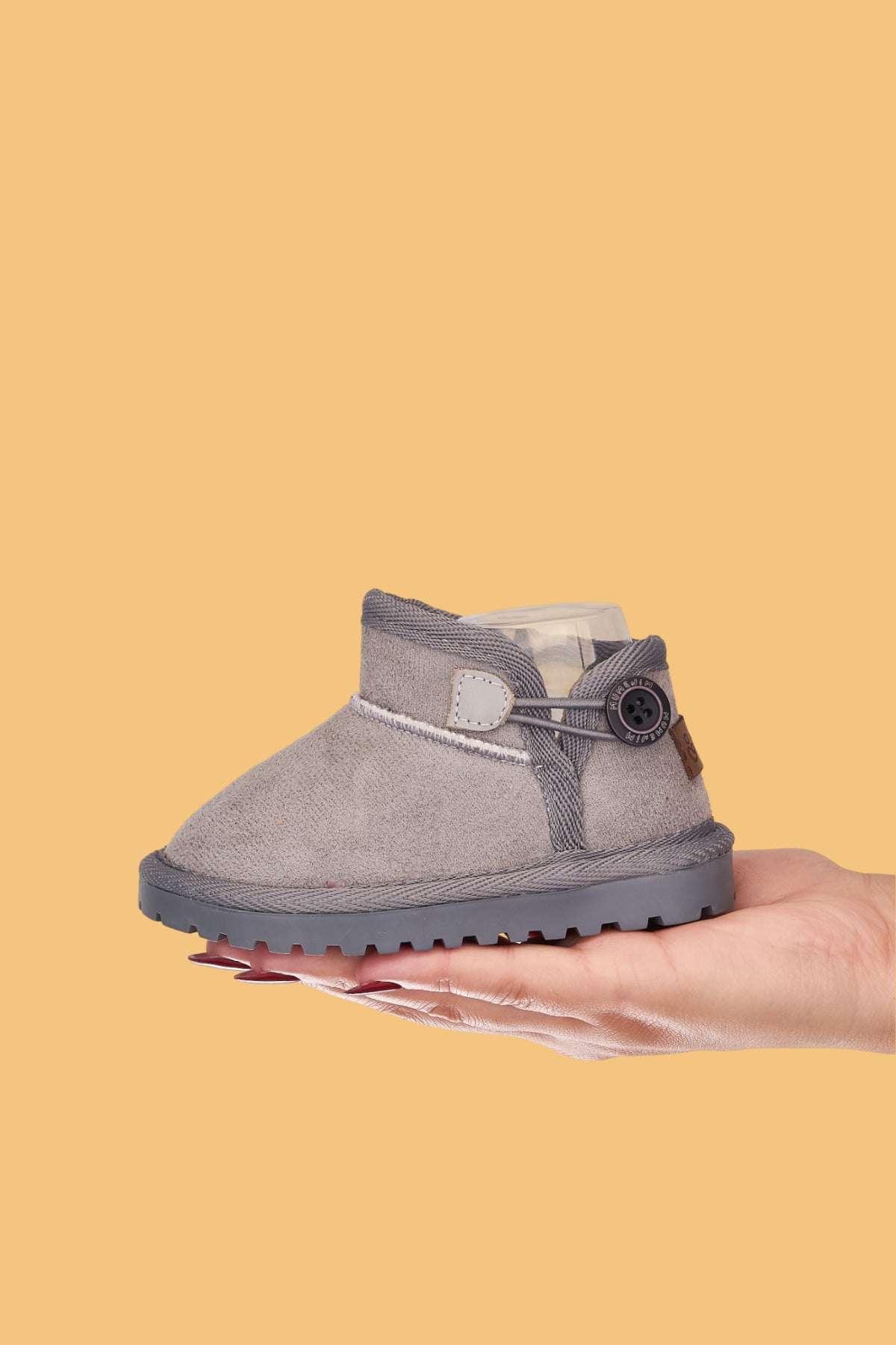 Kodiaq Unisex Çocuk Bebek Botu Ortopedik Kaymaz Taban İçi Kürklü Süet Kışlık Kar Botu Gri