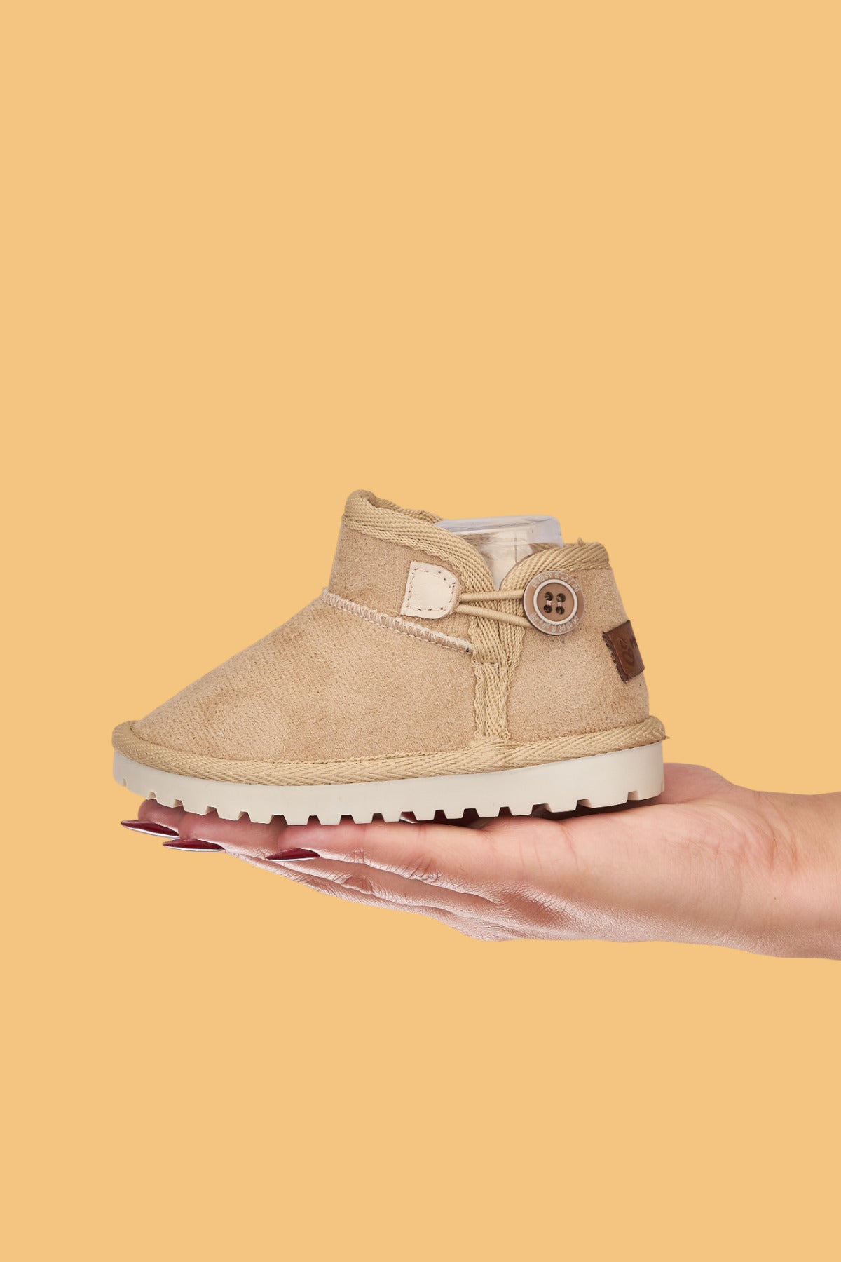 Kodiaq Unisex Çocuk Bebek Botu Ortopedik Kaymaz Taban İçi Kürklü Süet Kışlık Kar Botu Bej