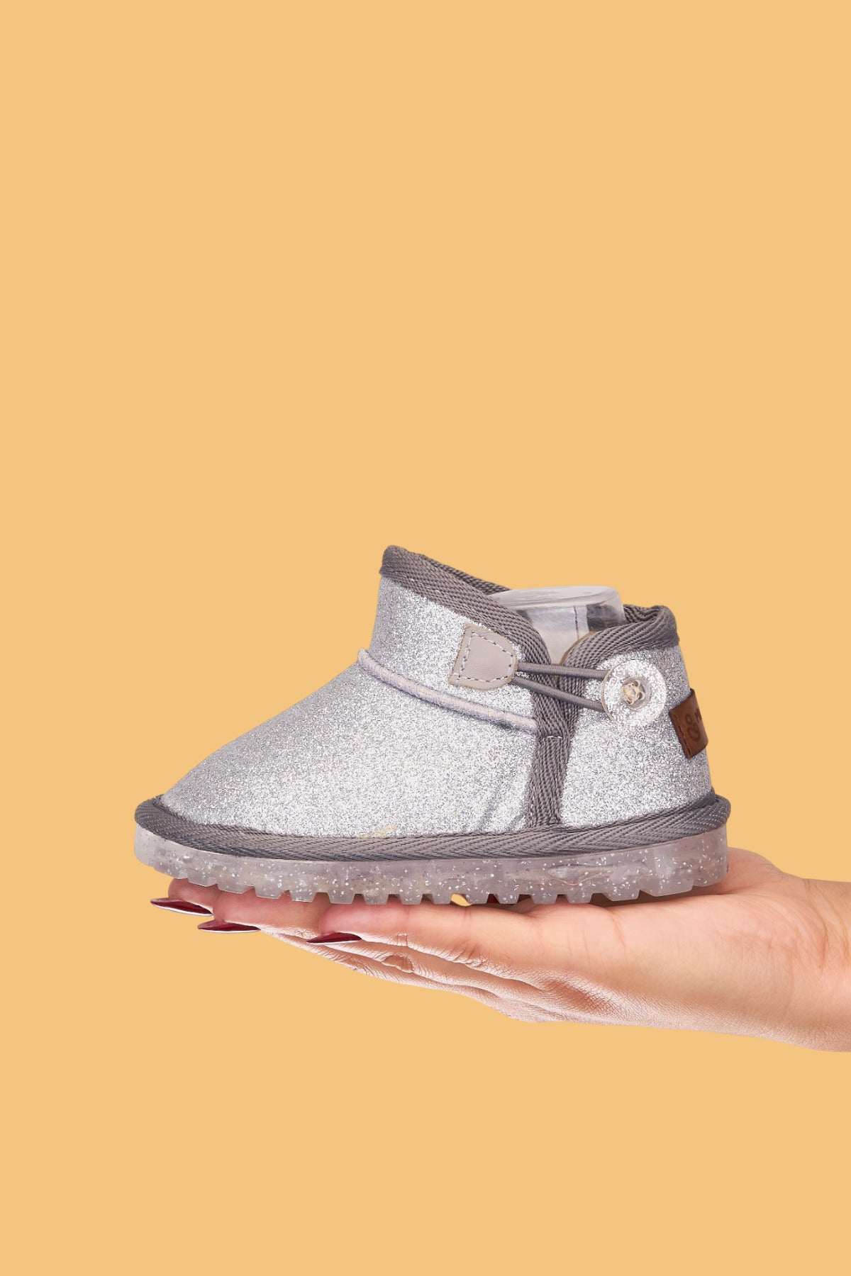 Aurora Kız Çocuk ve Bebek Simli Gümüş Bot - Ortopedik Kaymaz Taban Sıcak Tutan Rahat Kışlık Bot