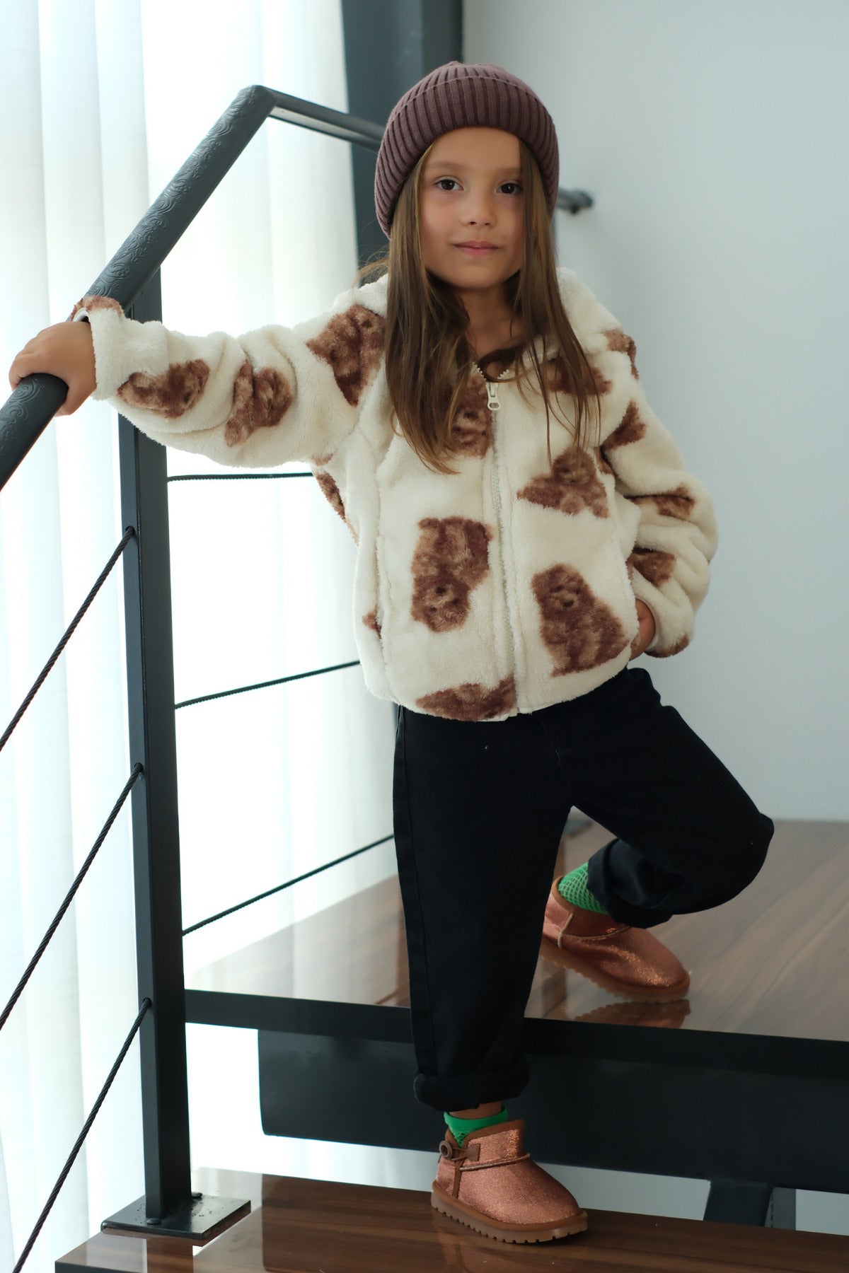 Aurora Kız Çocuk ve Bebek Simli Taba Bot - Ortopedik Kaymaz Taban Sıcak Tutan Rahat Kışlık Bot