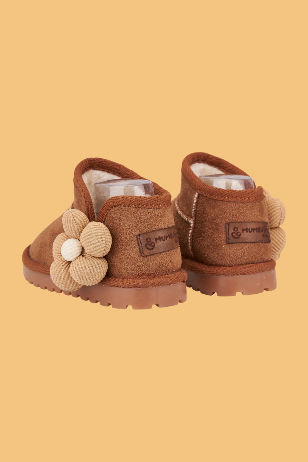 Minto Kız Çocuk ve Bebek Taba Bot - Süet Ortopedik Kaymaz Taban Kışlık Kar Botu Kürklü Çiçek Figürlü