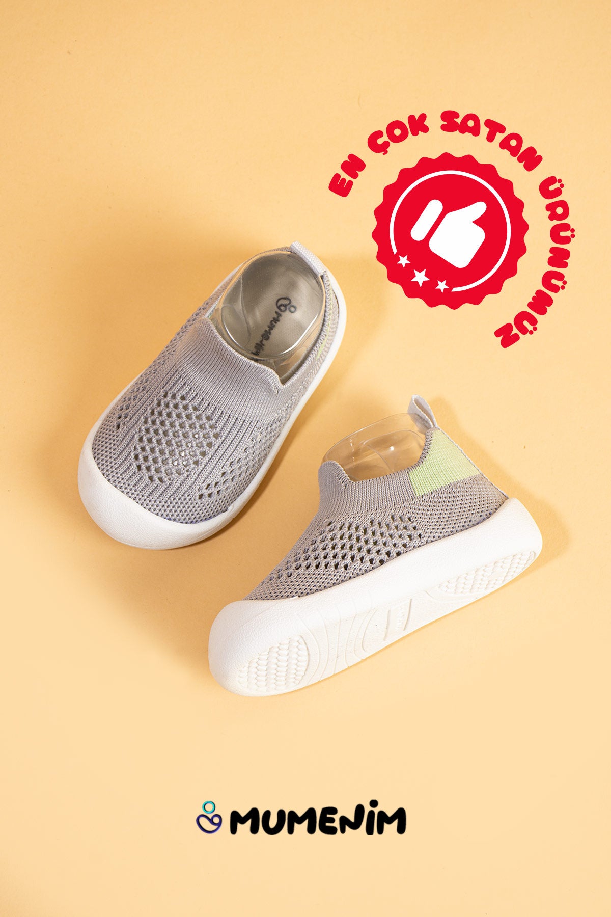 Luuq Bebek - Çocuk Esnek Ortopedik Yumuşak Taban Şık Gri İlk Adım Spor Ayakkabısı - Spor Sneaker