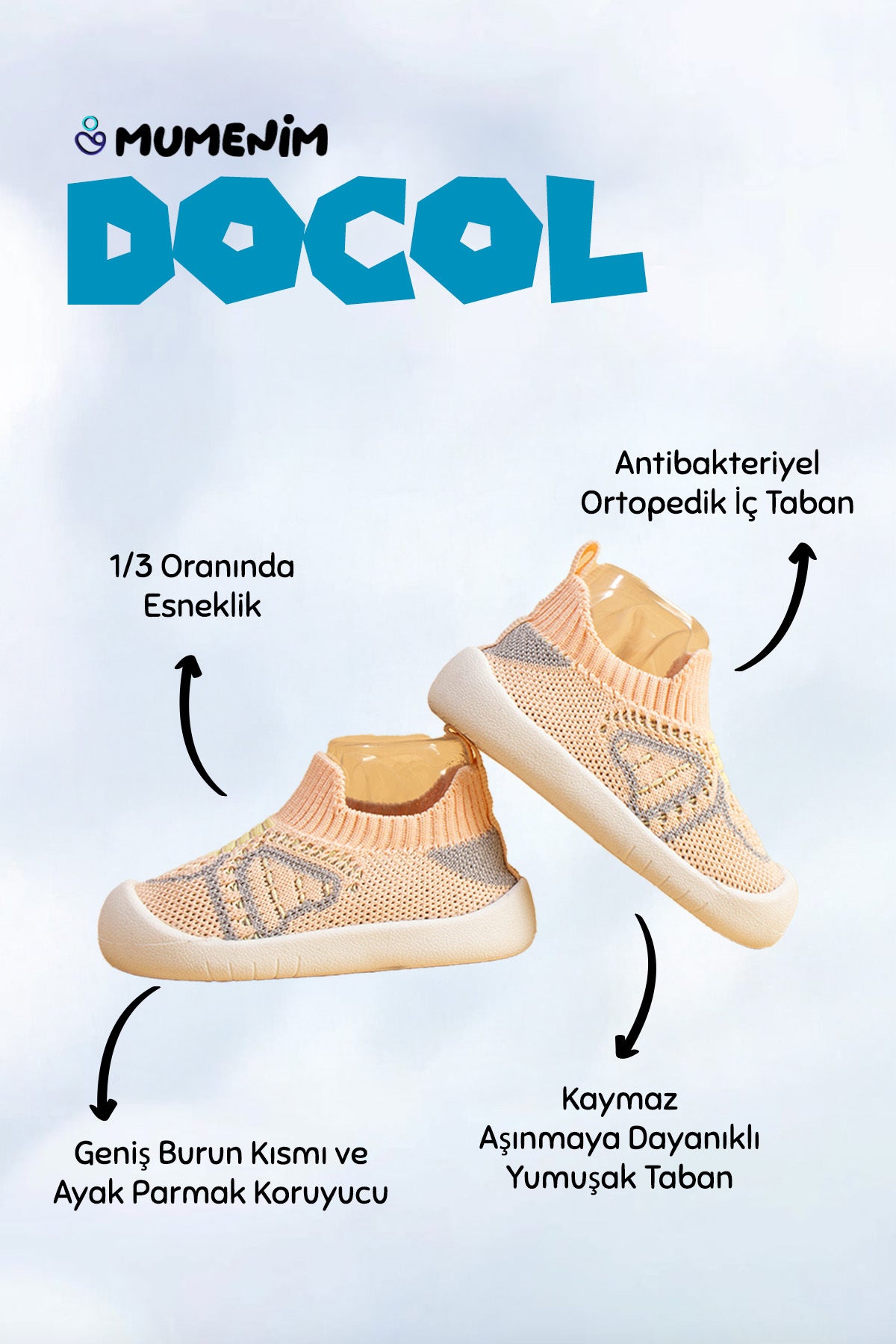 Docol Kız Çocuk Bebek Esnek, Rahat Ortopedik Taban Pembe Günlük Ilk Adım Ayakkabısı Ve Çocuk Sneaker