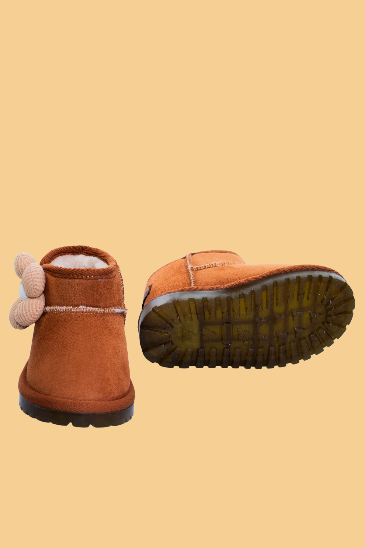 Minto Pro Light Işıklı Barefoot Kaymaz Taban İçi Kürklü Taba Süet Kışlık Kar Botu