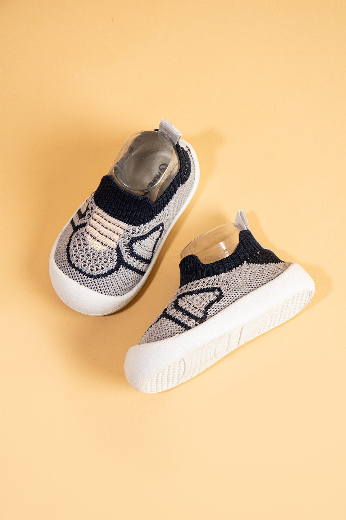 Docol Çocuk Bebek Esnek, Rahat Ortopedik Taban Gri Siyah Günlük Ilk Adım Ayakkabısı Sneaker