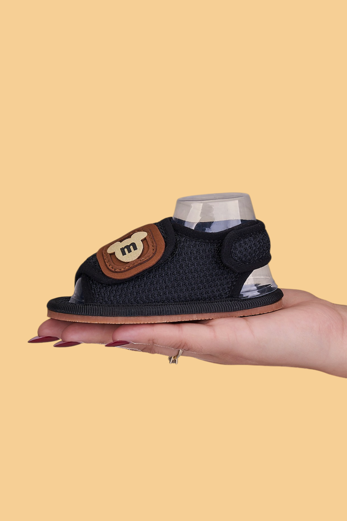 Ampe Siyah İlk adım, Çocuk Kaymaz Barefoot Taban Kolay giyilebilir Cırtlı Mikili Sandalet