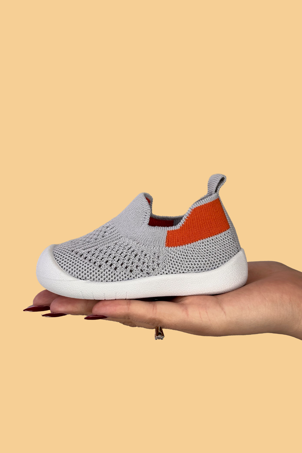 Luuq Bebek  Çocuk Esnek Barefoot Yumuşak Taban Gri Turuncu İlk Adım Spor Ayakkabısı Spor Sneaker