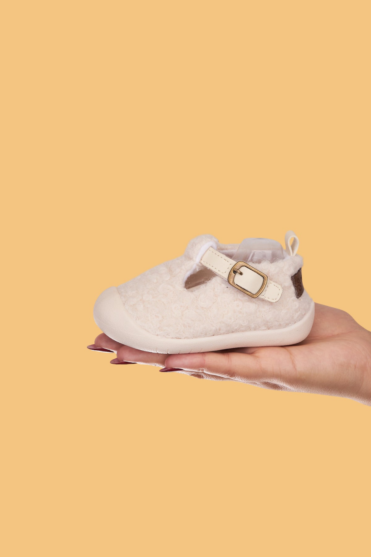 Togo Bebek ve Çocuk Bej Ortopedik Kaymaz Taban Günlük Babet Ayakkabı - Rahat ve Esnek | Peluş Kumaş