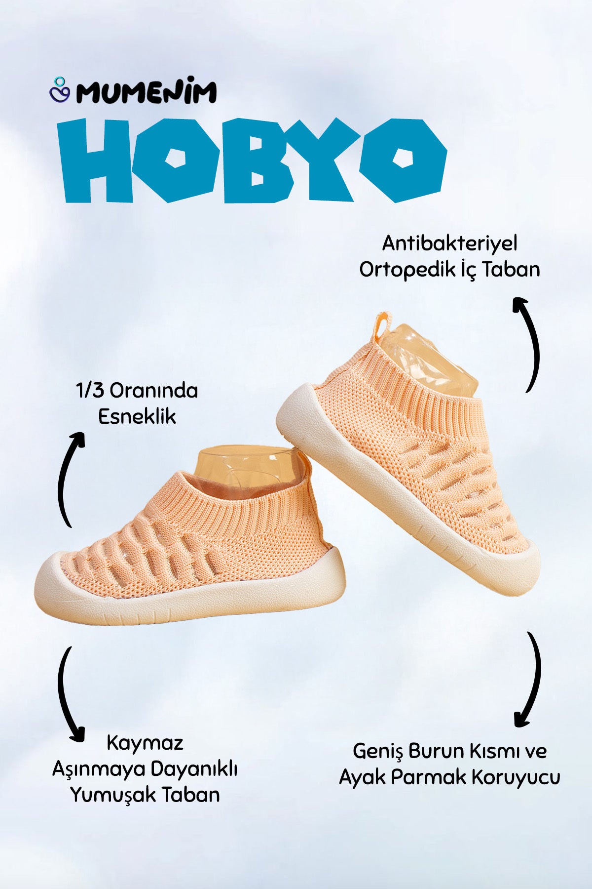 Hobyo Kız Çocuk&bebek Esnek, Kaymaz Ortopedik Taban Pembe Ilk Adım Ayakkabısı