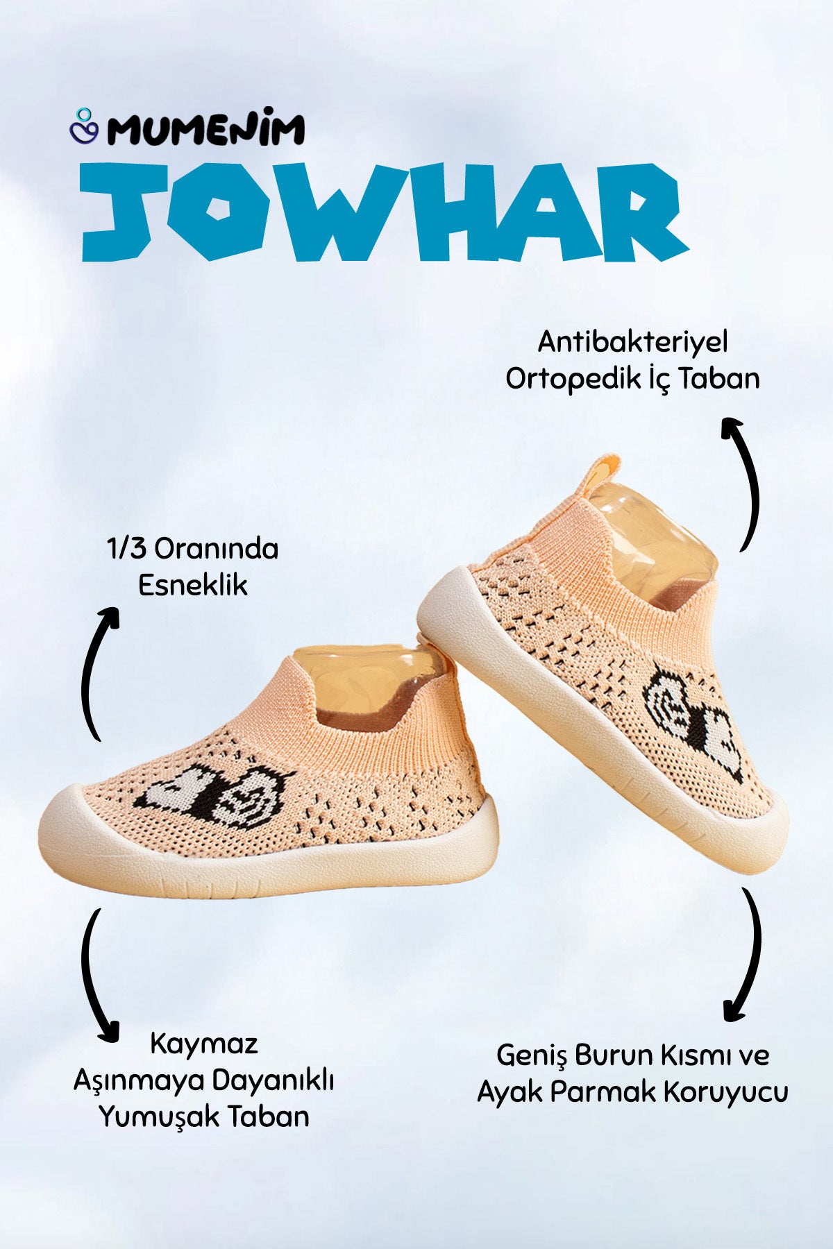 Jowhar Kız Çocuk&bebek Esnek, Figürlü, Yumuşak Kaymaz Ortopedik Taban Pembe Ilk Adım Spor Ayakkabı