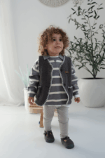 Togo Çocuk - Bebek Ortopedik Gri Peluş Babet - Görsel 6