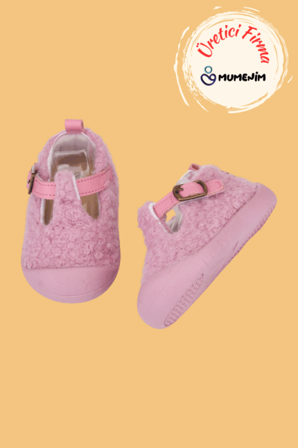 Togo Kız Çocuk - Bebek Ortopedik Pembe Peluş Babet