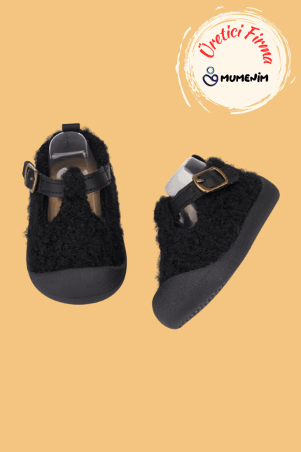 Togo Çocuk - Bebek Ortopedik Siyah Peluş Babet